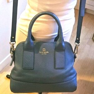 Kate Spade Southport Blue Pebbled Leather Dome Satchel Crossbody Bag Double Hand